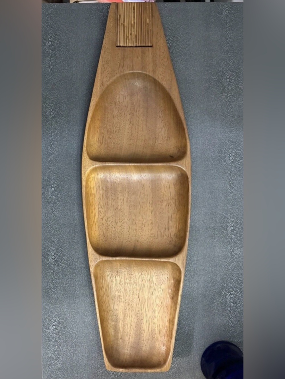 Vintage 1970s Wood Tray 21" long Arthur Umanoff for the Taverneau Collection MCM